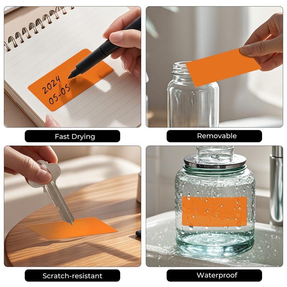 2342 Color Coding Stickers Rectangle 4×2 Inch Vinyl Orange Sticker - Picture 3 of 9